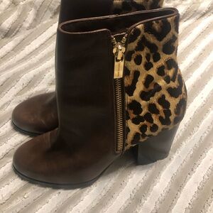 Brown Leopard Print Ankle Boots